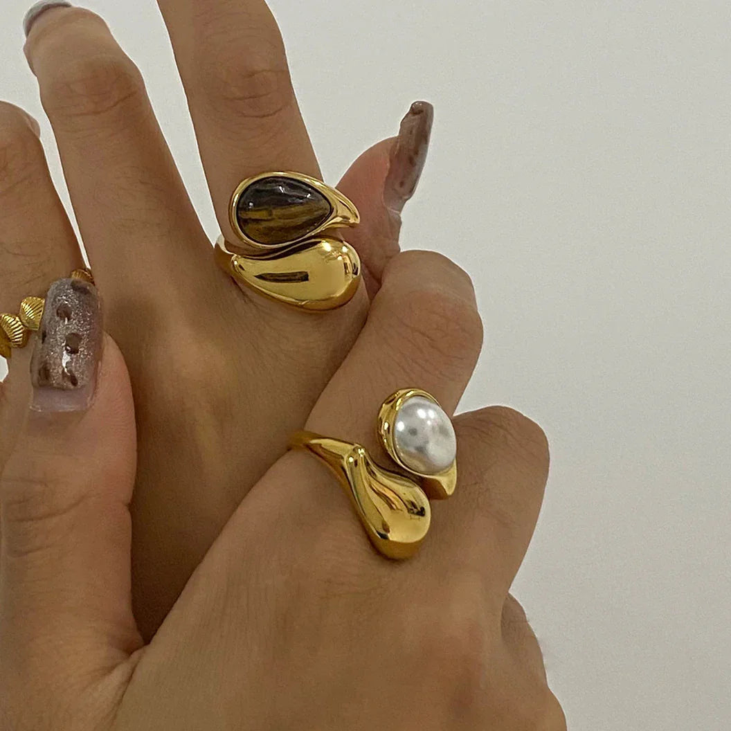 [AuraEcho]Mara Amber Pearl Ring