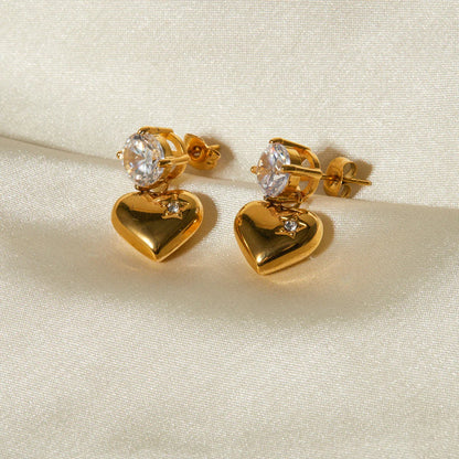[AuraEcho]Emmeline Heart Gold Earrings