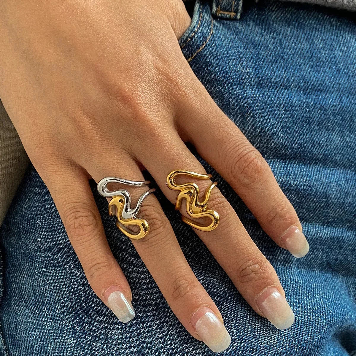 [AuraEcho]Halle Abstract Gold Ring