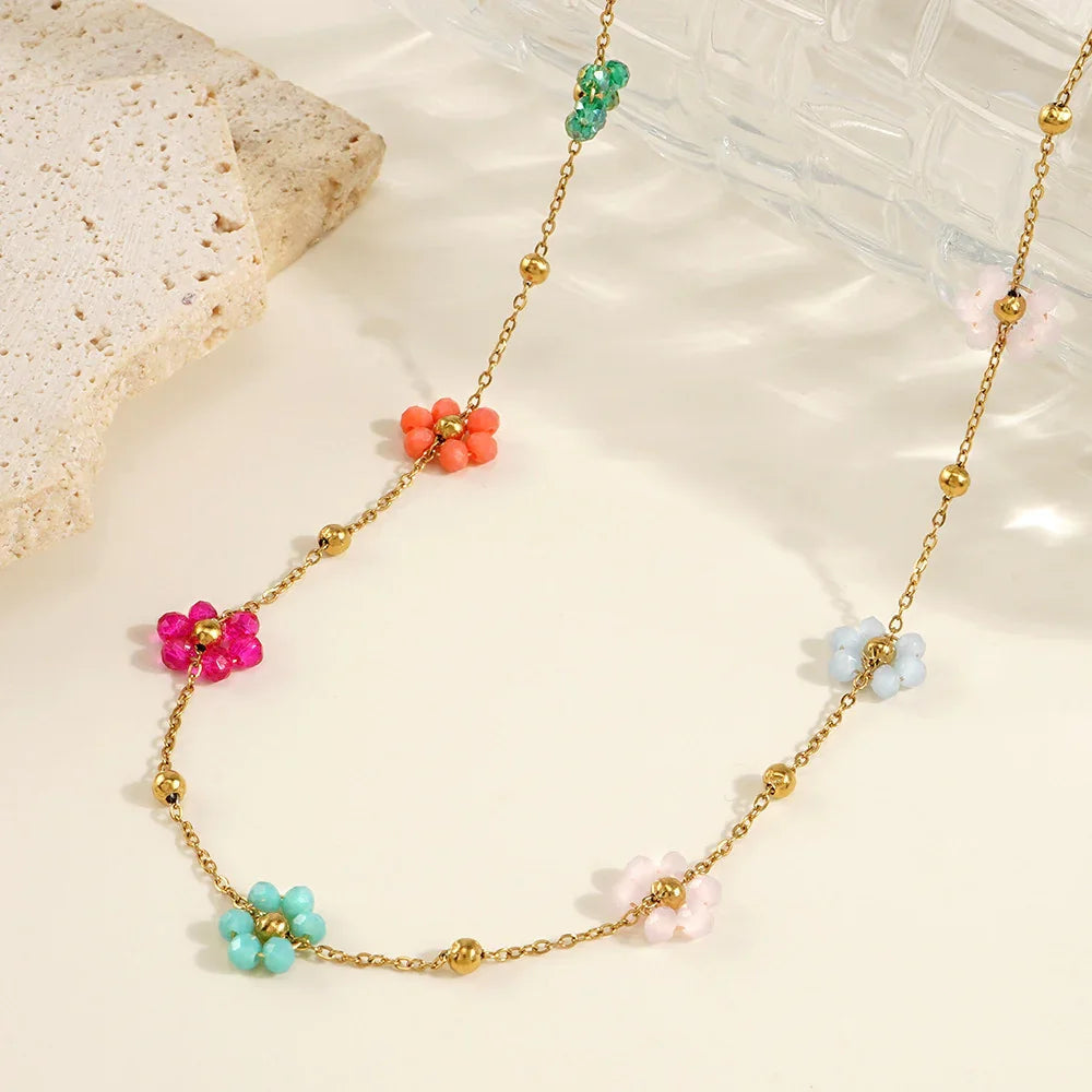 [AuraEcho]Azalea Floral Gold Necklace
