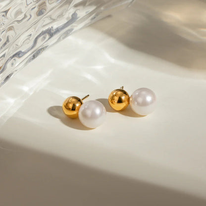 [AuraEcho]Nautica Dome Pearl Earrings