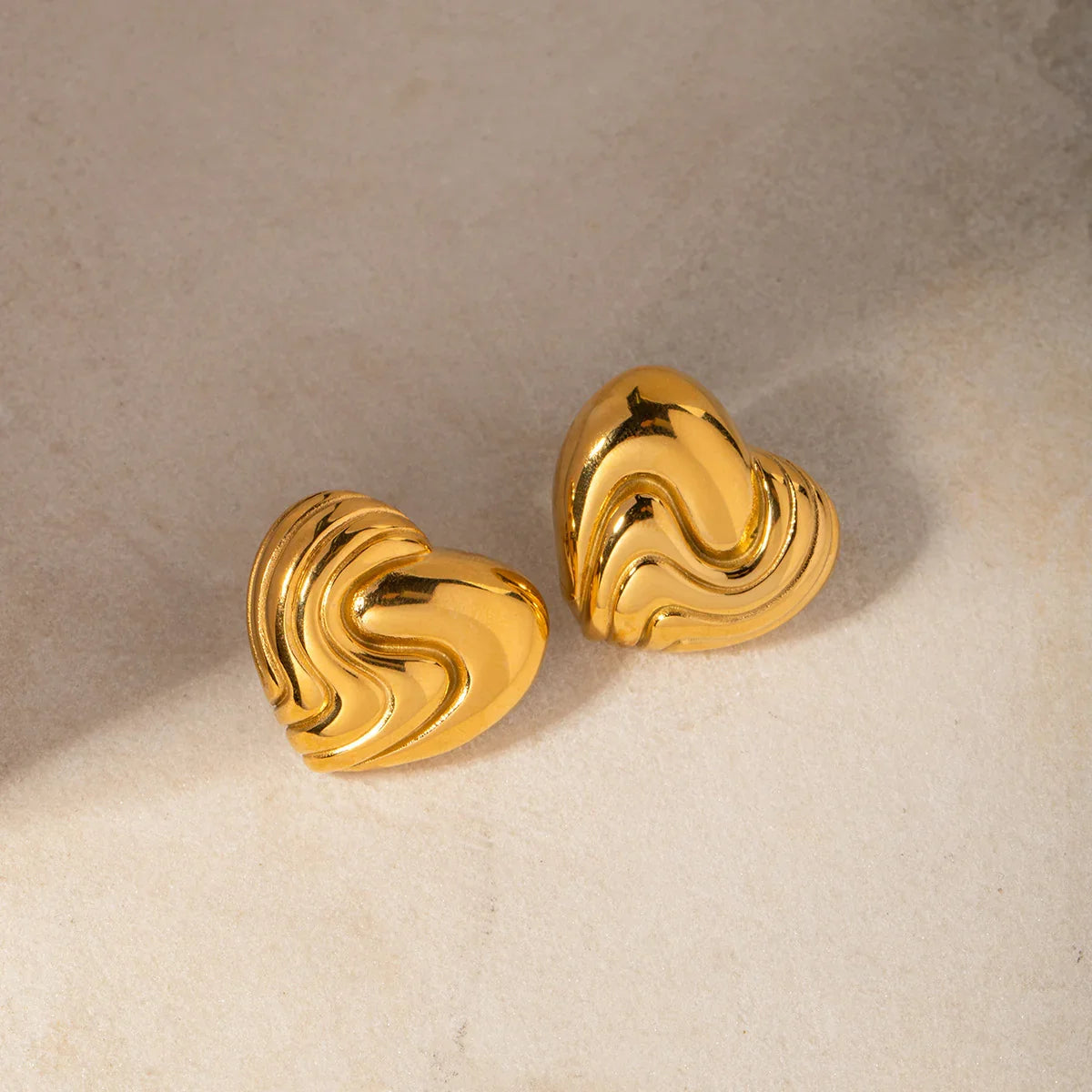 [AuraEcho]Milena Heart Gold Earrings