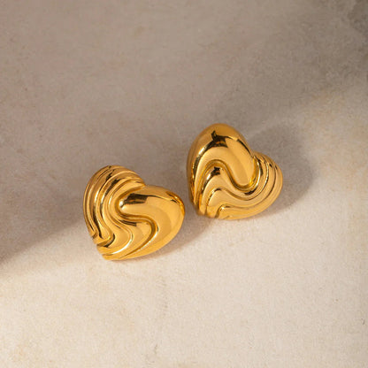 [AuraEcho]Milena Heart Gold Earrings