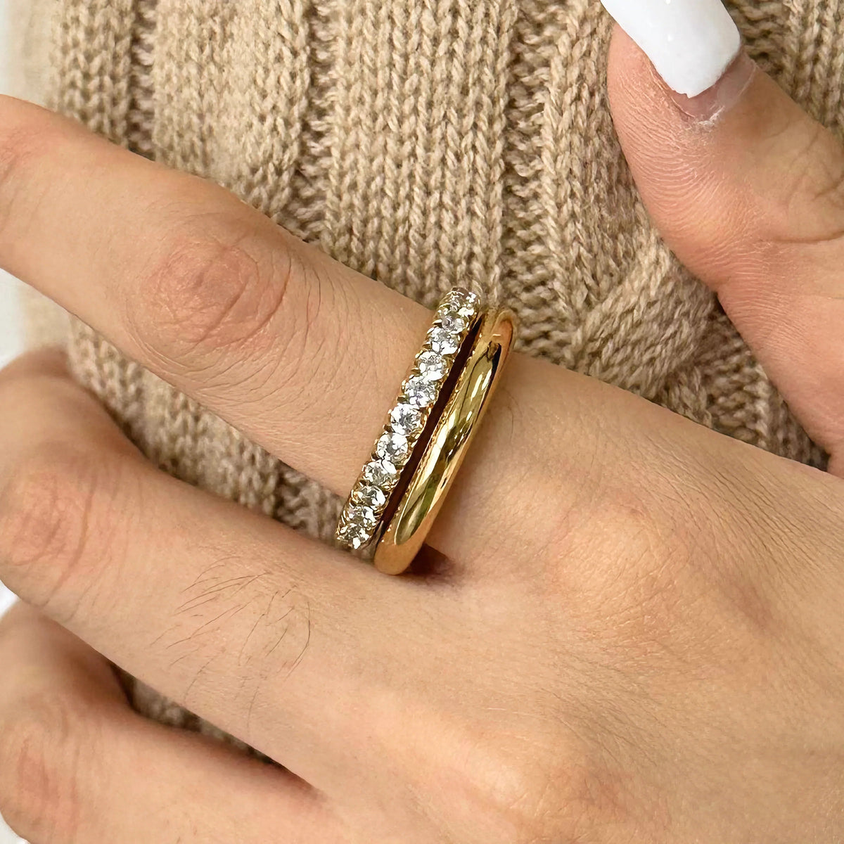 [AuraEcho]Alison Stacked Diamond Ring