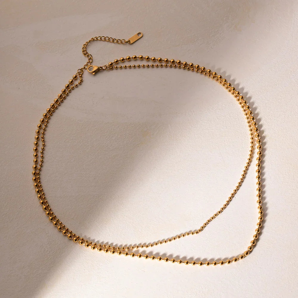 [AuraEcho]Layered Ball Chain Necklace