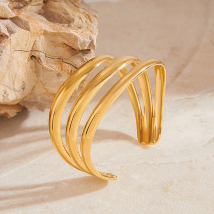 [AuraEcho]Meredith Triple Layer Gold Bangle