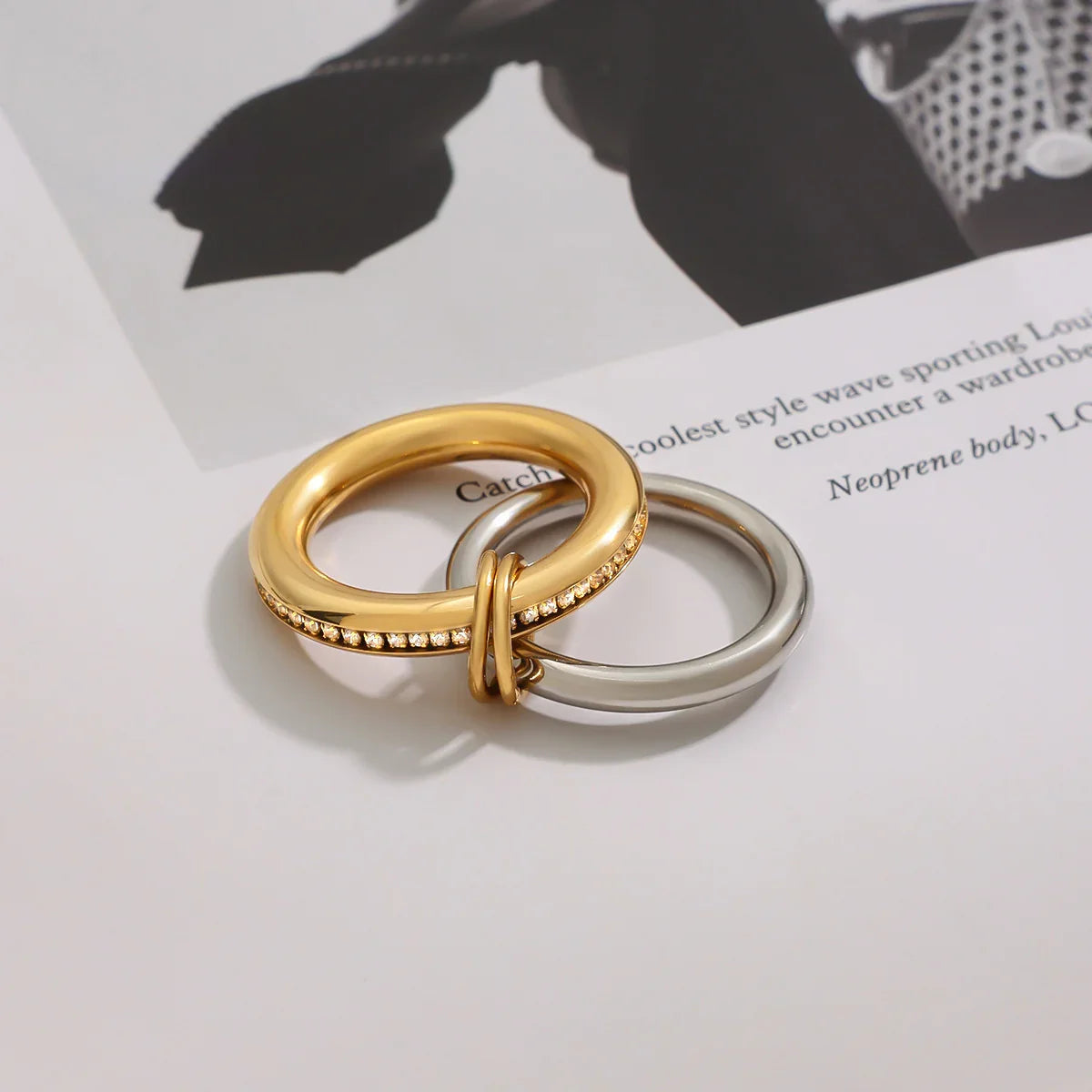 [AuraEcho]Claire Two Tone Ring Stack
