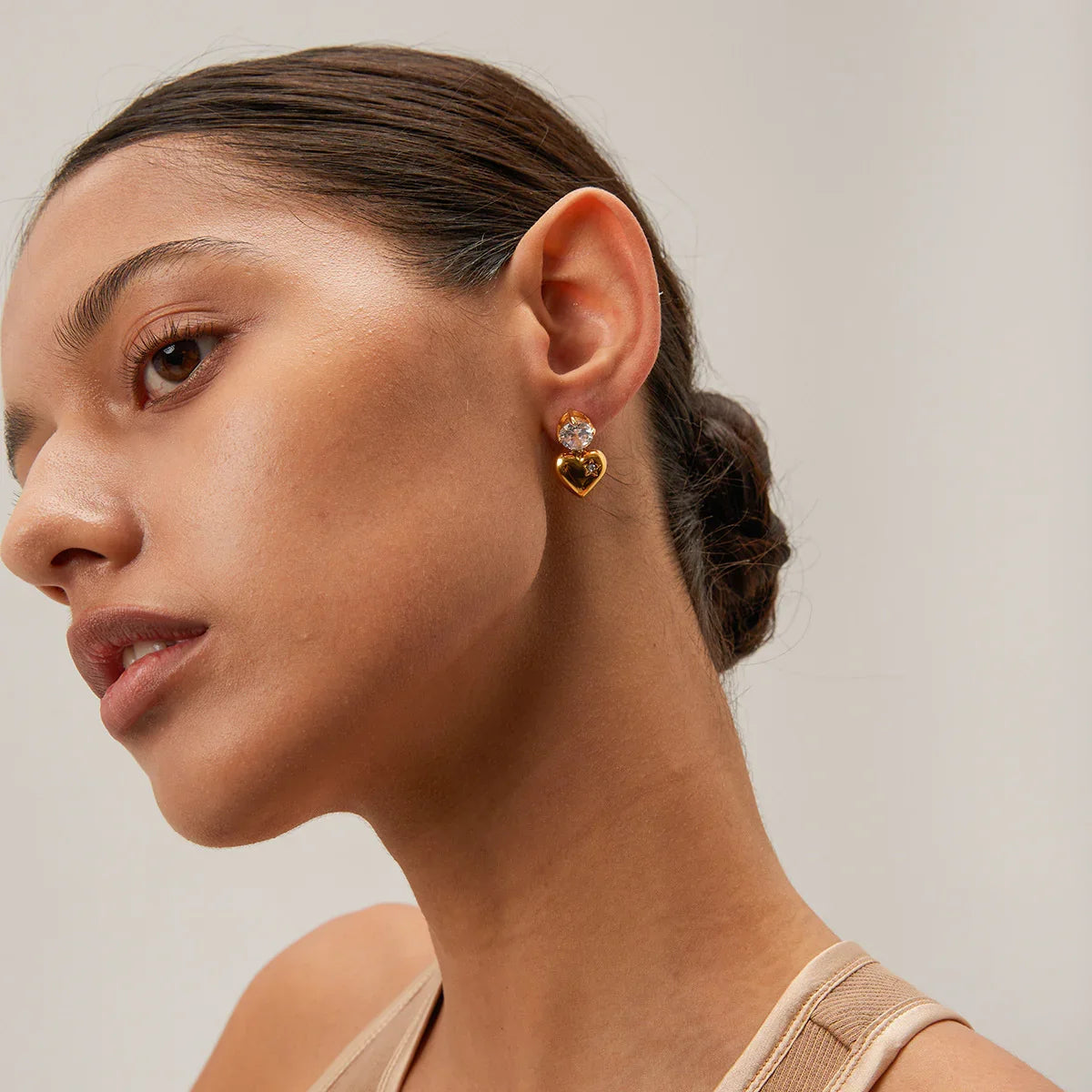 [AuraEcho]Emmeline Heart Gold Earrings