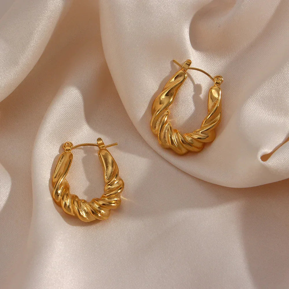 [AuraEcho]Adaline Twist Hoop Earrings
