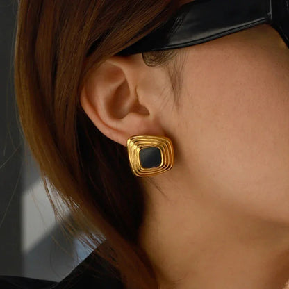[AuraEcho]Sylvie Geometric Gold Earrings