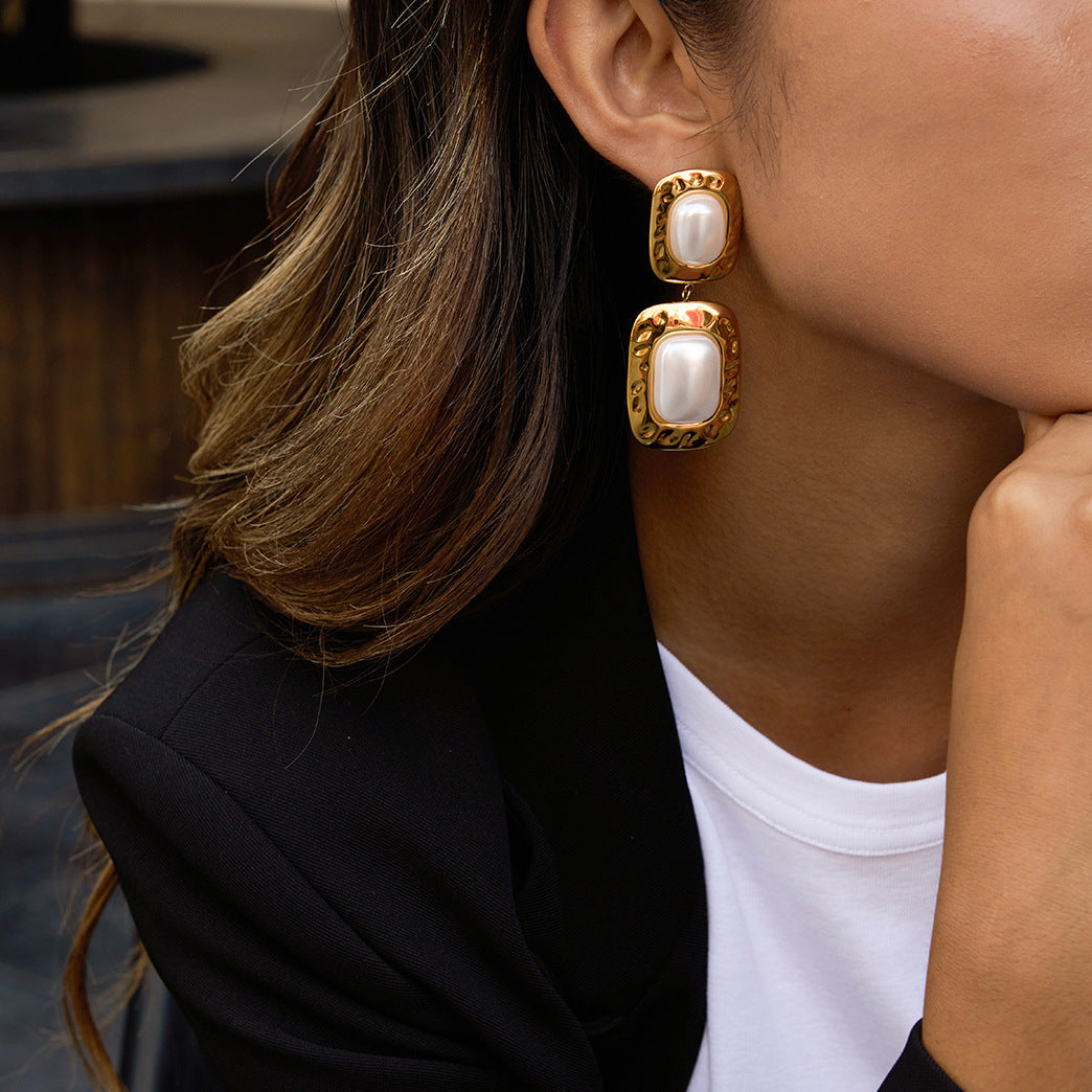 [AuraEcho]Trixie Chunky Pearl Drop Earrings