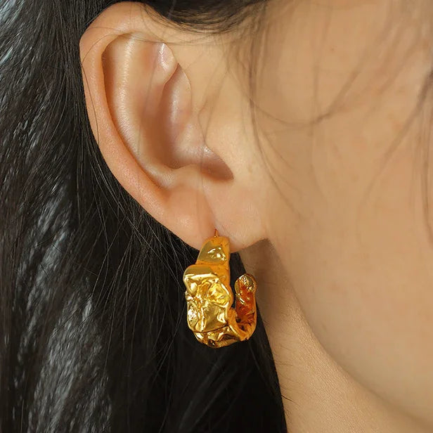 [AuraEcho]Ashley Gold Earrings