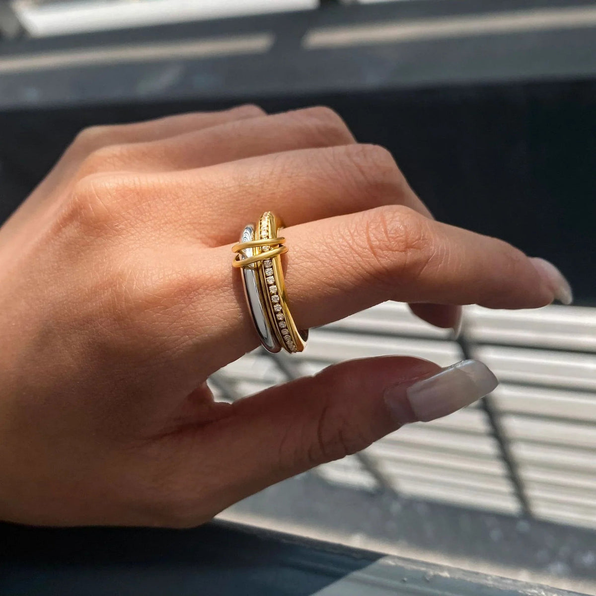 [AuraEcho]Claire Two Tone Ring Stack