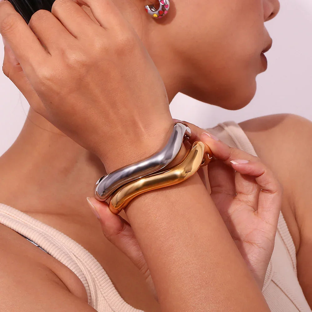 [AuraEcho]Zaria Asymmetrical Gold Bangle