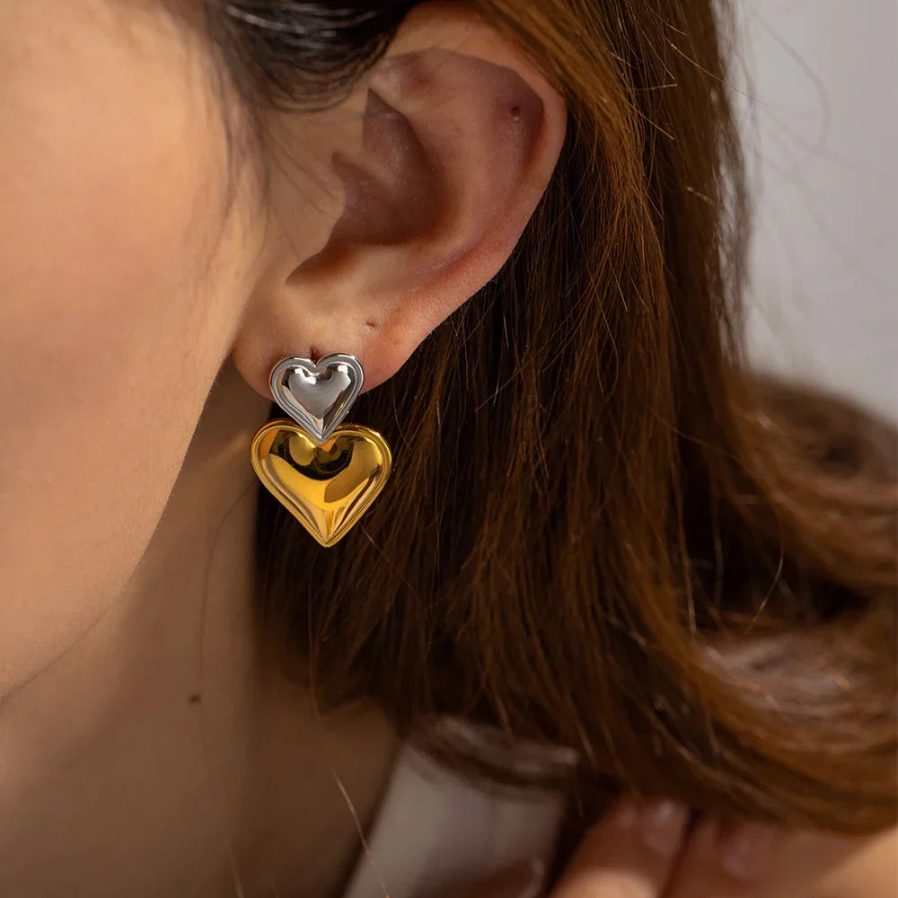 [AuraEcho]Zofia Two Tone Heart Earrings