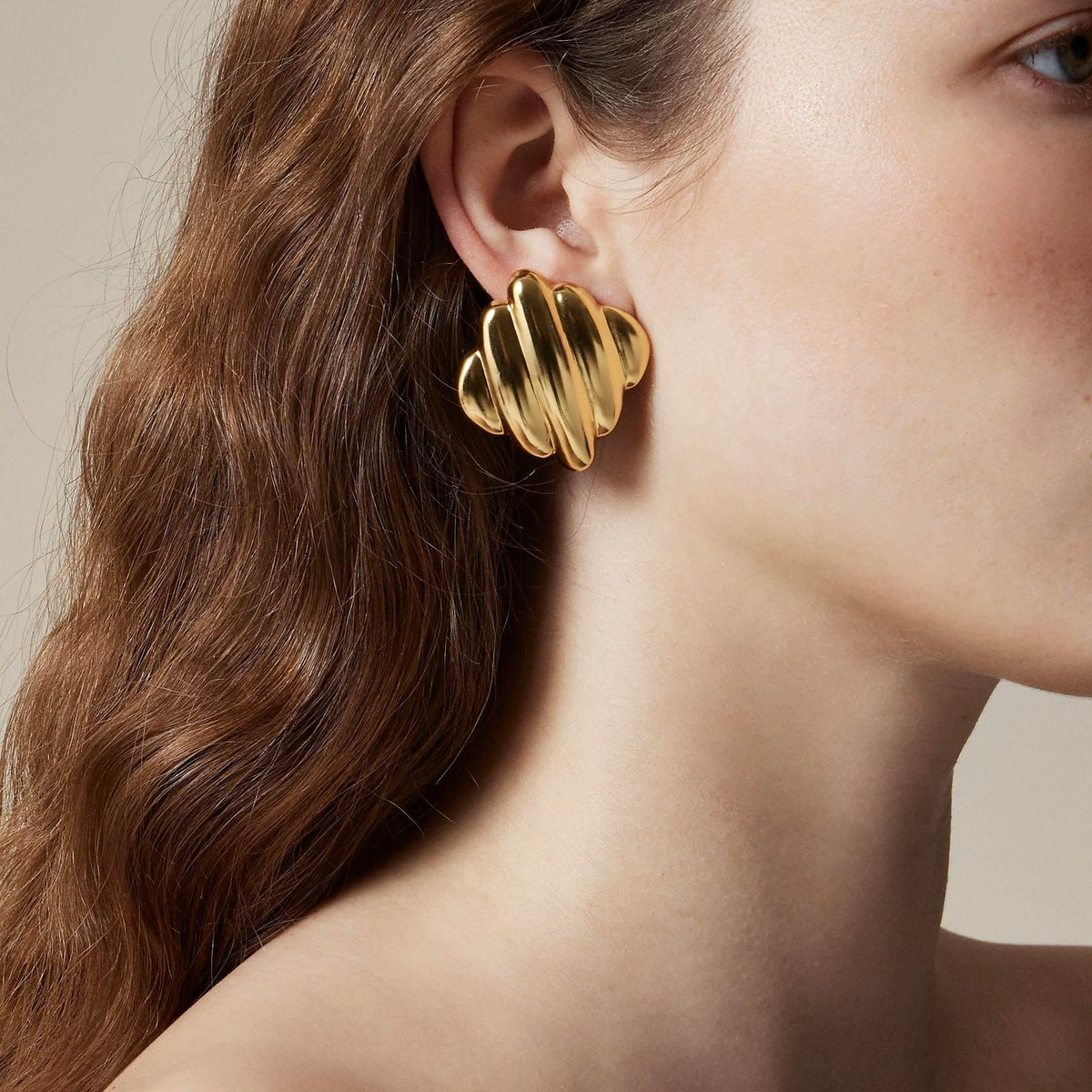 [AuraEcho]Maxine Rippled Gold Earrings