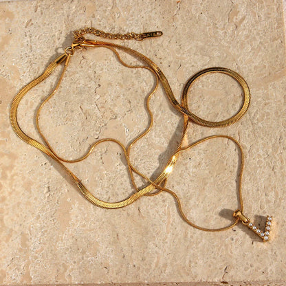 [AuraEcho]Fiona Layered Gold Initial Letter Necklace