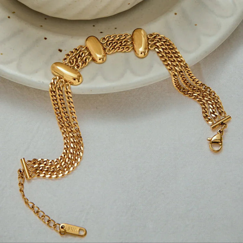 [AuraEcho]Kathleen Layered Chain Gold Bracelet