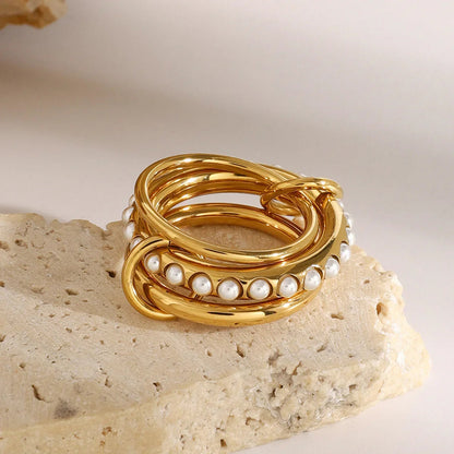 [AuraEcho]Mikayla Stacked Freshwater Pearl Ring