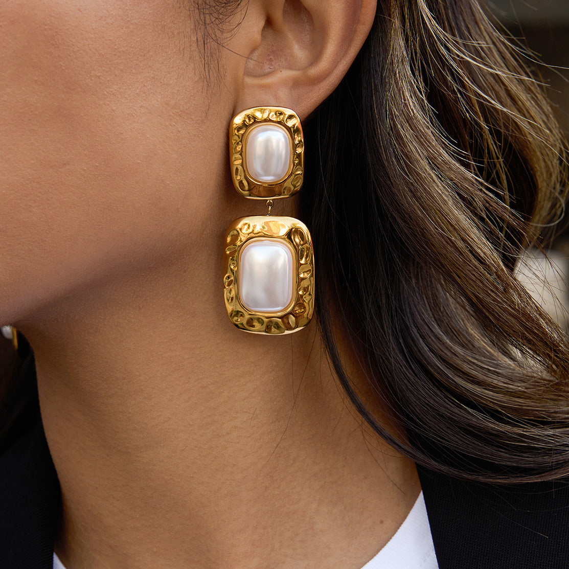 [AuraEcho]Trixie Chunky Pearl Drop Earrings