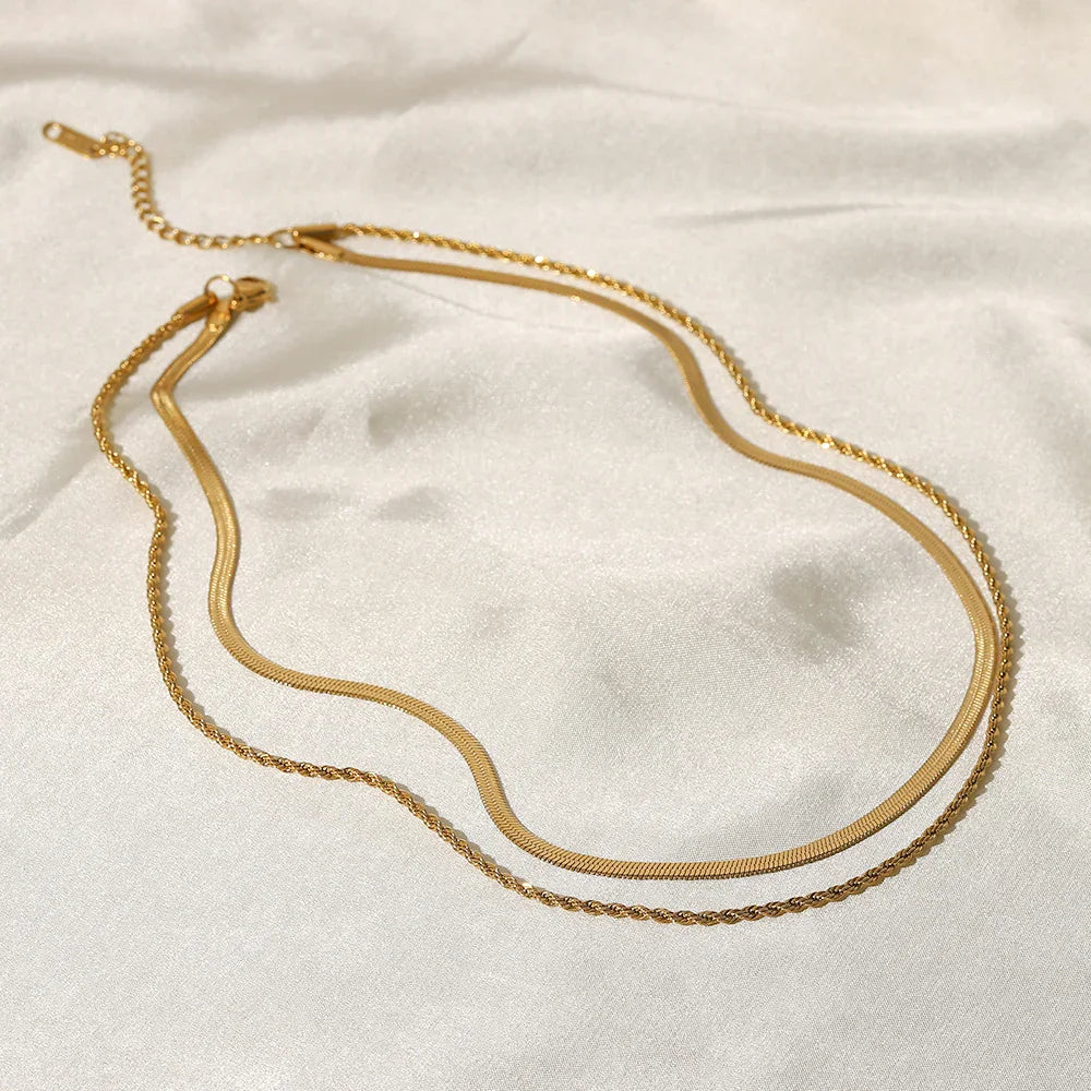 [AuraEcho]Hailey Layered Gold Chain Necklace