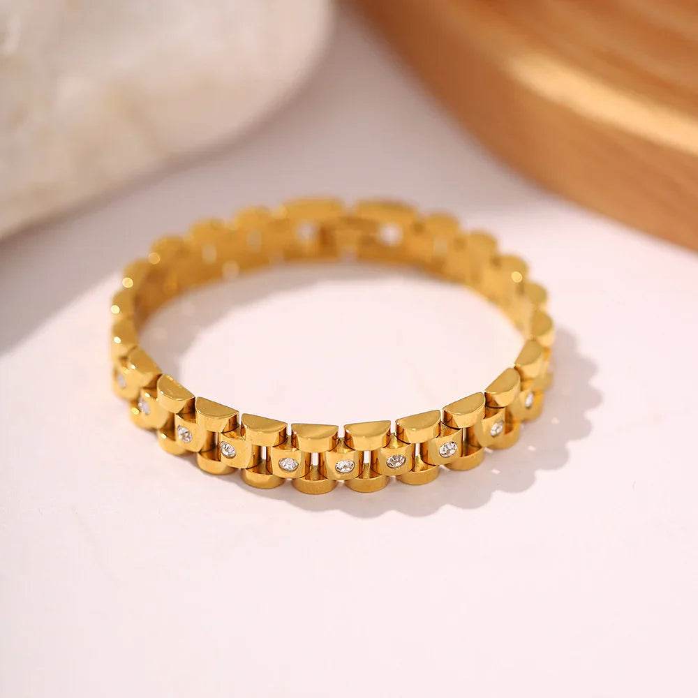 [AuraEcho]Gold Watchband Bracelet