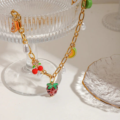 [AuraEcho]Michelle Fruit Charm Gold Necklace