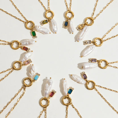 [AuraEcho]Caitlin Birthstone Pearl Necklace