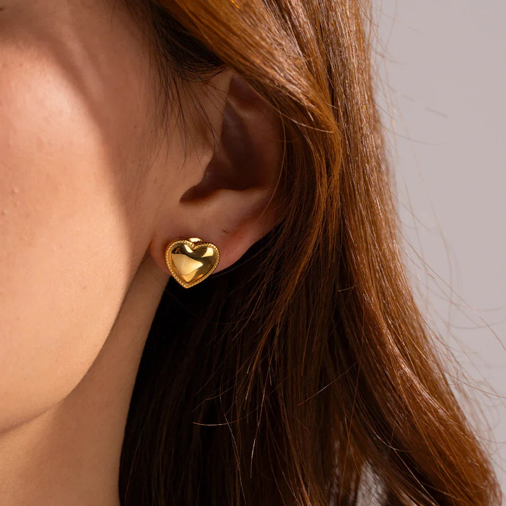 [AuraEcho]Ruth Heart Gold Earrings