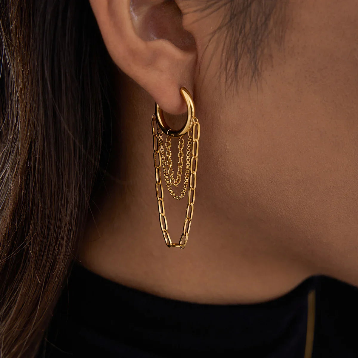 [AuraEcho]Alaina Link Chain Hoops