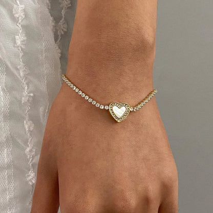 [AuraEcho]Cameron Diamond Heart Tennis Bracelet