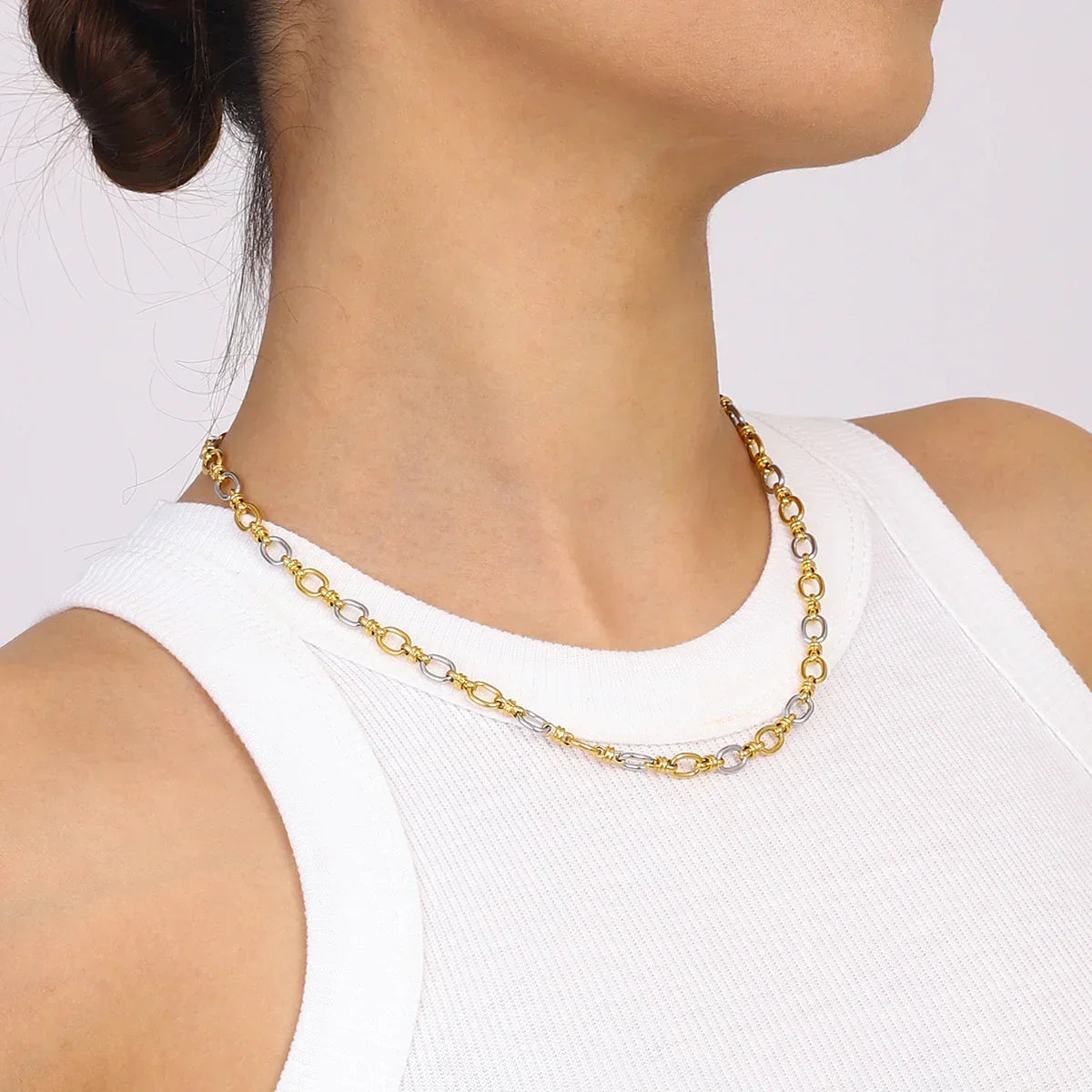 [AuraEcho]Addison Two Tone Gold Necklace