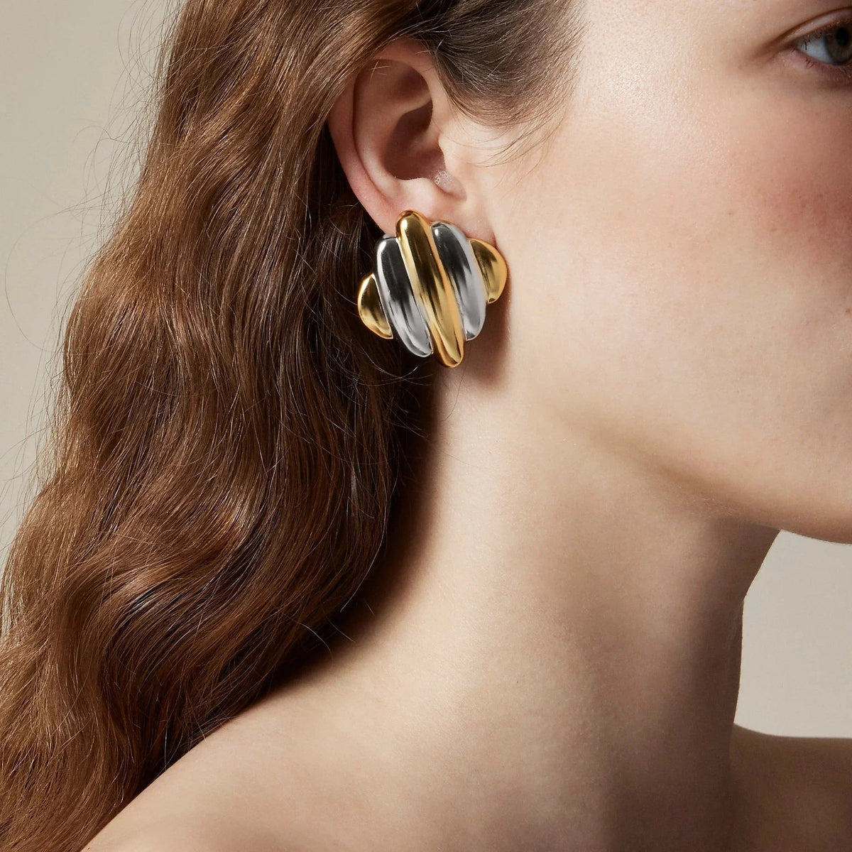 [AuraEcho]Maxine Rippled Gold Earrings