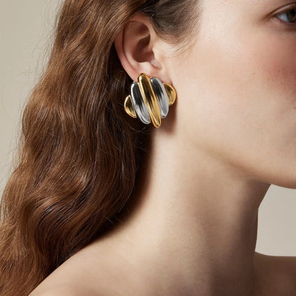 [AuraEcho]Maxine Rippled Gold Earrings