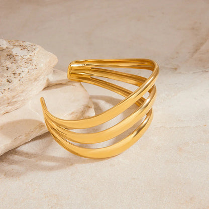 [AuraEcho]Meredith Triple Layer Gold Bangle