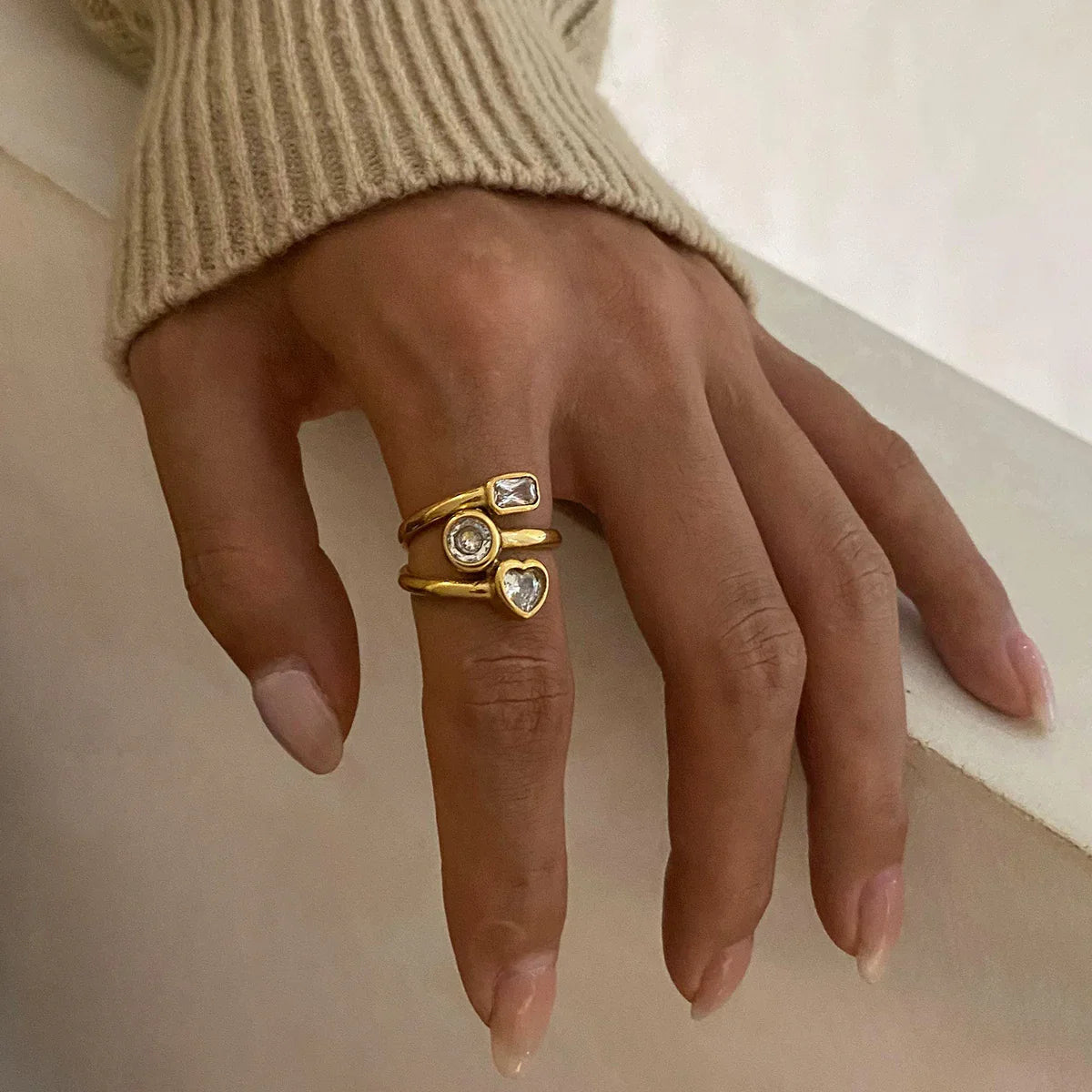 [AuraEcho]Amelina Layered Diamond Ring