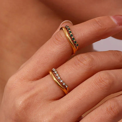 [AuraEcho]Adeline Diamond Simulant Gold Ring