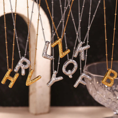 [AuraEcho]Balloon Gold Initial Necklace