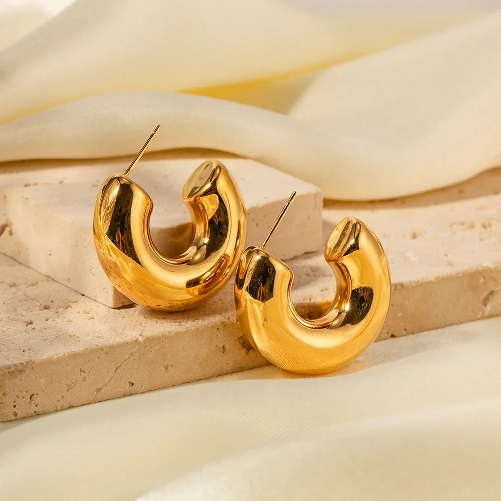 [AuraEcho]Natalia Chunky Gold Hoops
