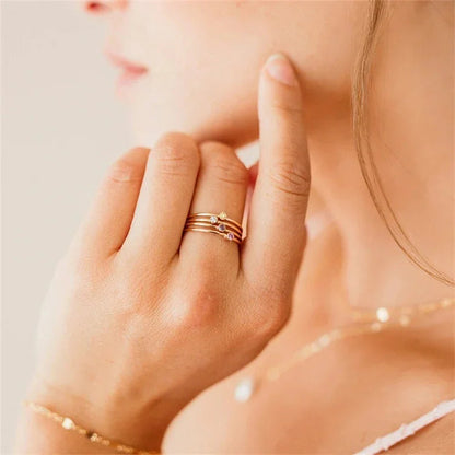 [AuraEcho]Amelia Birthstone Stacker Ring