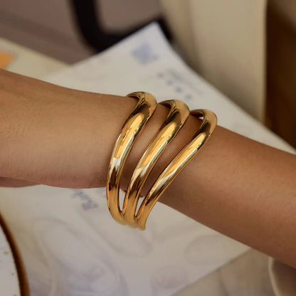[AuraEcho]Meredith Triple Layer Gold Bangle