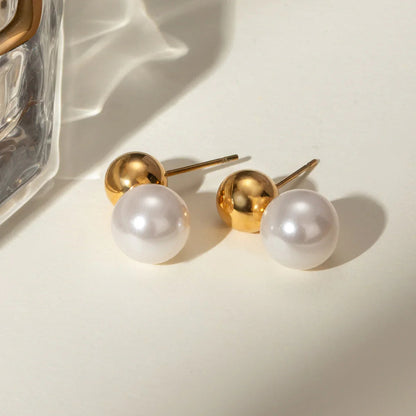 [AuraEcho]Nautica Dome Pearl Earrings
