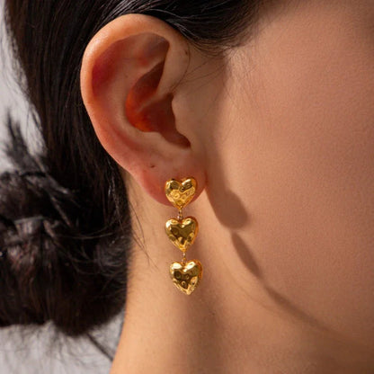 [AuraEcho]Heather Heart Gold Earrings