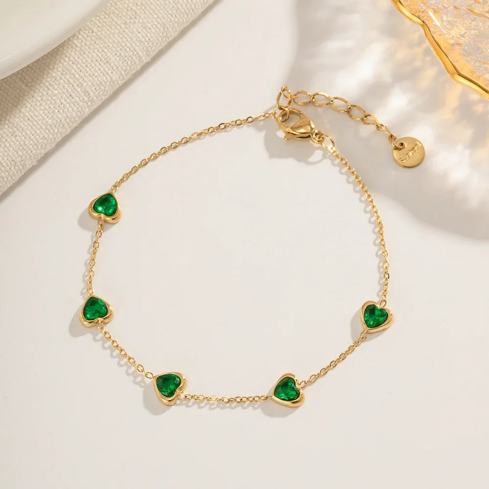 [AuraEcho]Francia Green Heart Bracelet