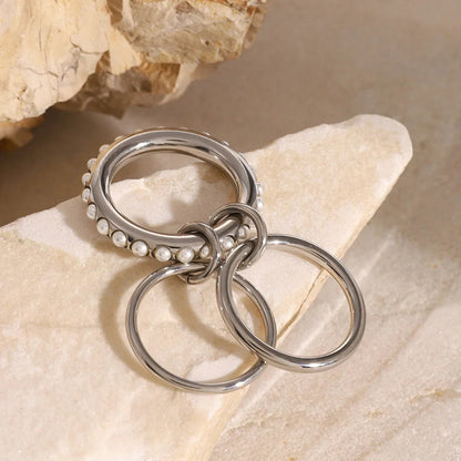 [AuraEcho]Mikayla Stacked Freshwater Pearl Ring