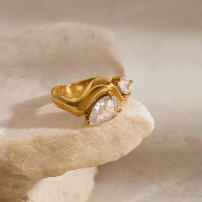 [AuraEcho]Soletta Diamond Teardrop Gold Ring