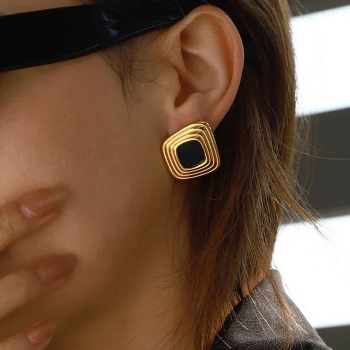 [AuraEcho]Sylvie Geometric Gold Earrings