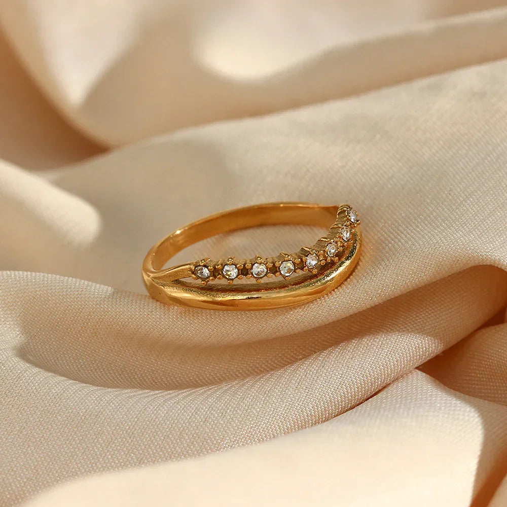 [AuraEcho]Adeline Diamond Simulant Gold Ring