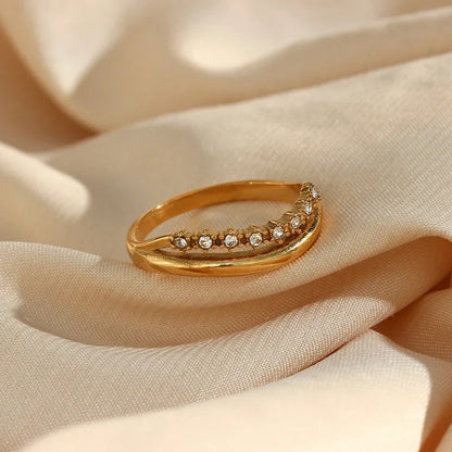 [AuraEcho]Adeline Diamond Simulant Gold Ring