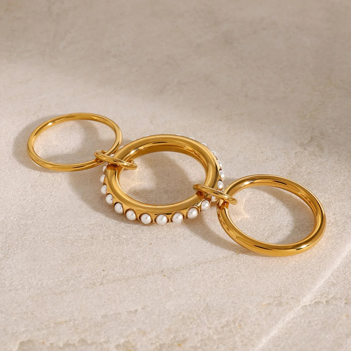 [AuraEcho]Mikayla Stacked Freshwater Pearl Ring